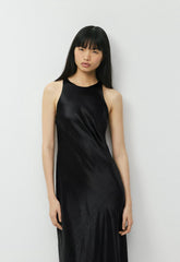 Windswept Satin Dress - BLACK