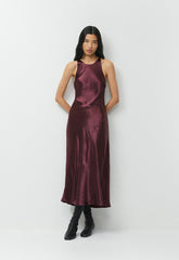 Windswept Satin Dress - GALA PLUM