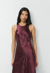 Windswept Satin Dress - GALA PLUM