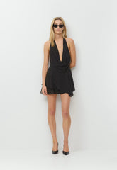 Backstage Halter Dress - BLACK/BIRCH