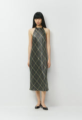 Estate Silk Halter Dress - DK GREY/ SSIDE CREAM