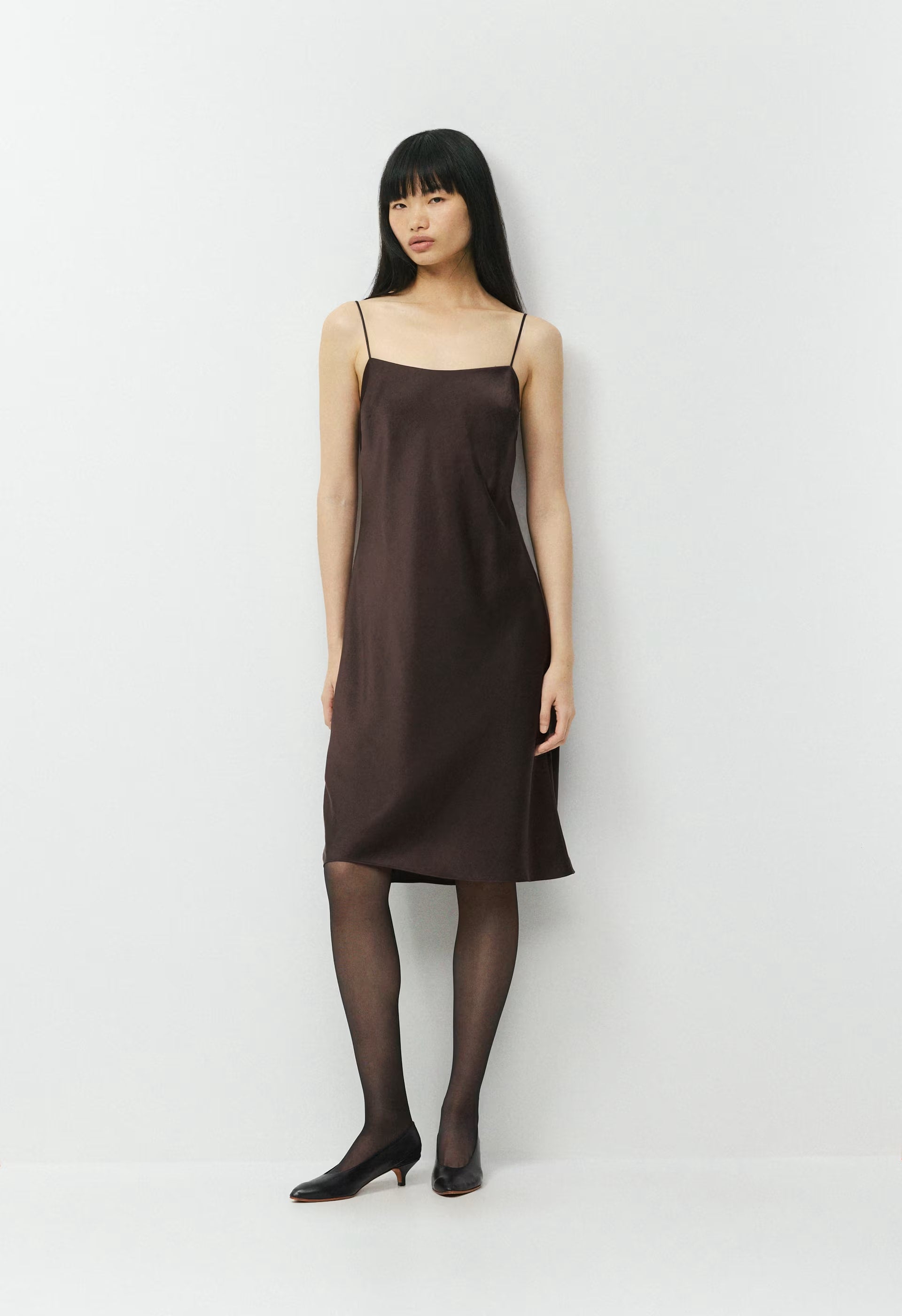 Fresca Satin Cami Dress - RICH MOCHA BROWN