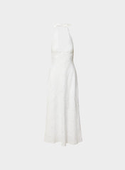 Nightscape Linen Halter Dress - WHITE/ ADMIRAL