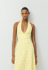 Nightscape Linen Halter Dress - LEMONADE/BLUE