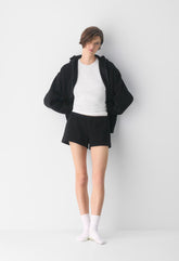 Cozy Sweatfleece Boyfriend Lo-Rise Mini Short - BLACK