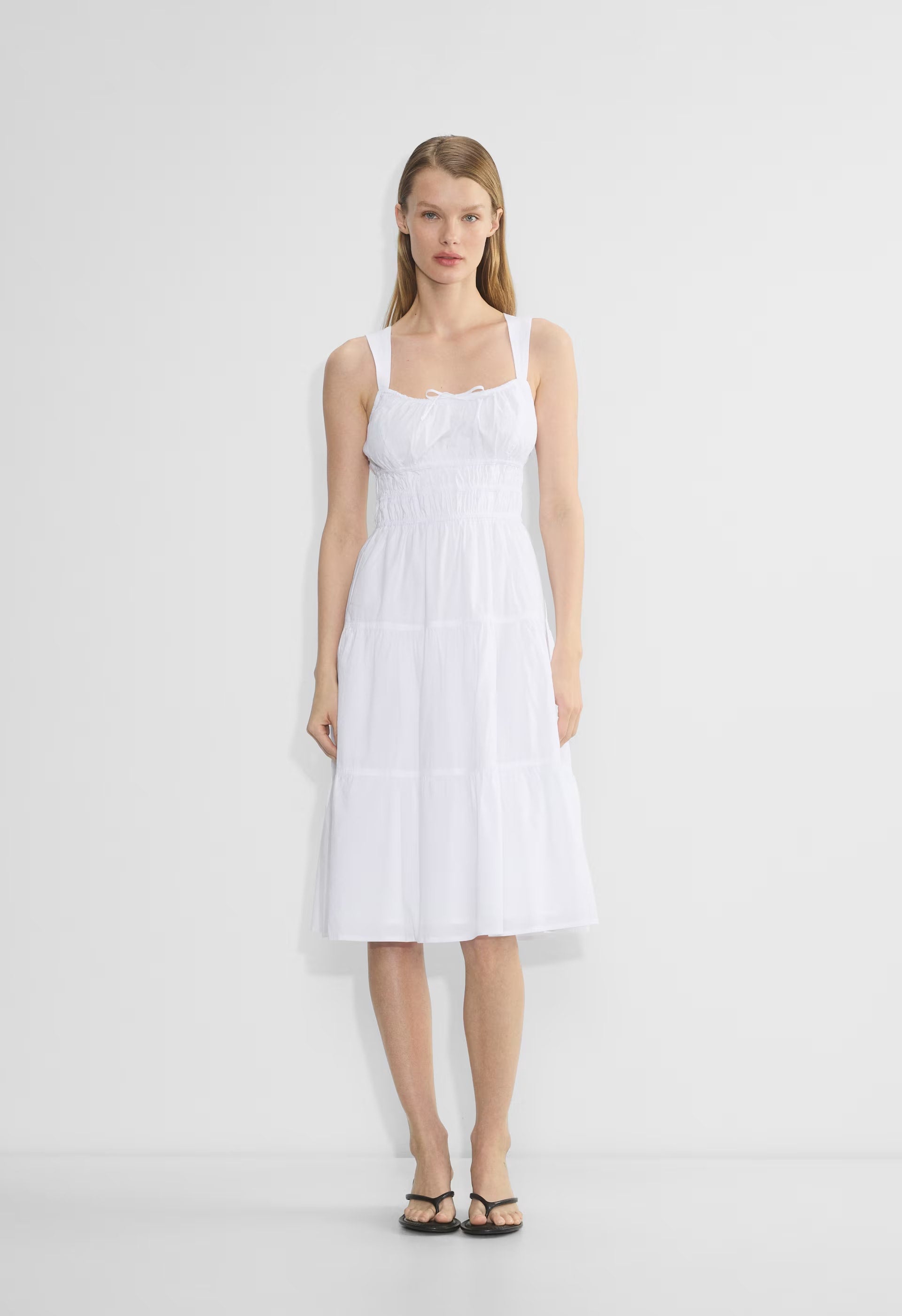 Martine Poplin Midi Dress - BRIGHT WHITE