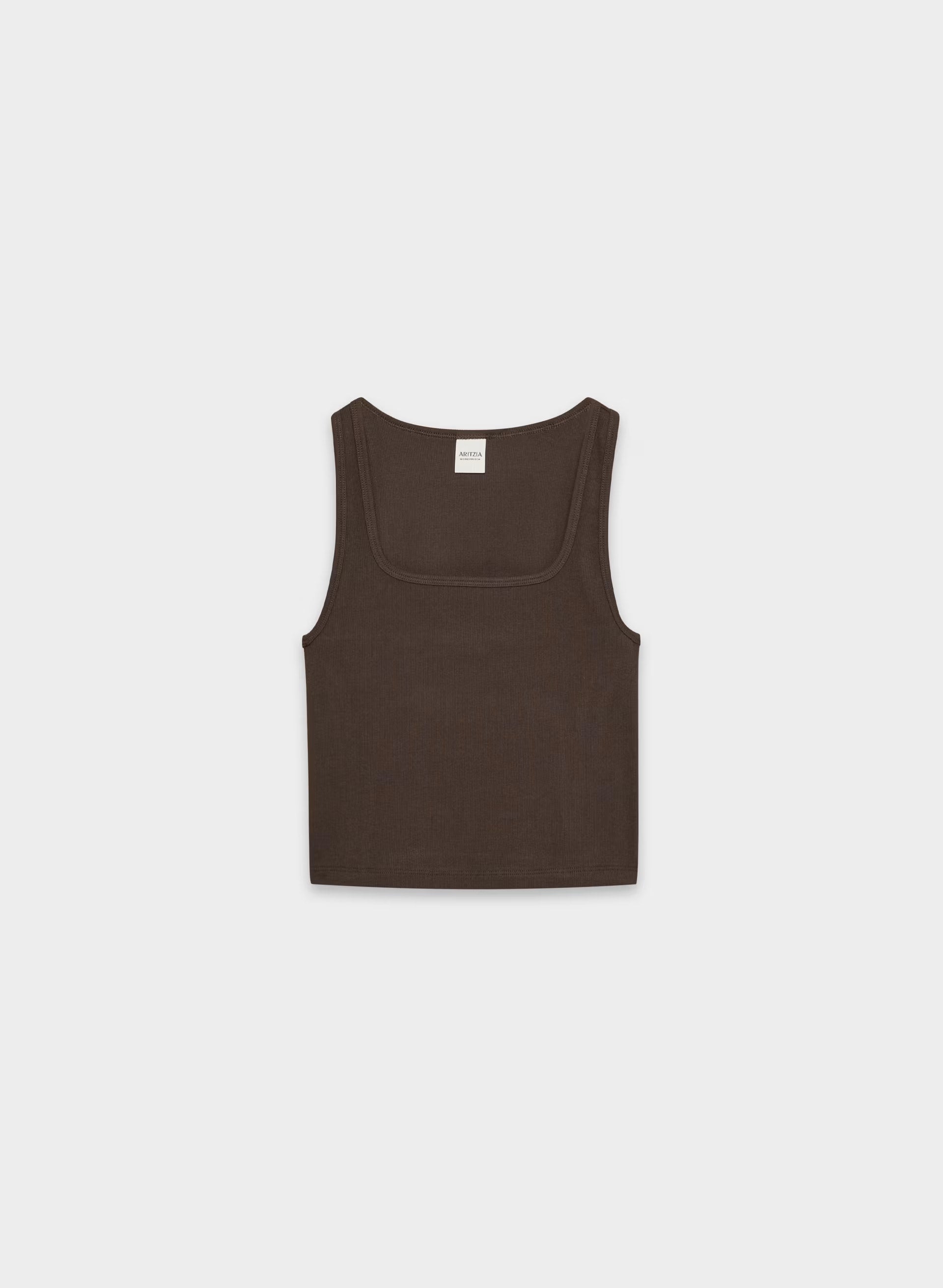 HomeStretch™ Rib Frequency Waist Tank - RICH MOCHA BROWN