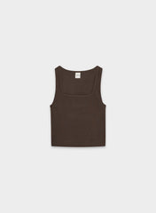 HomeStretch™ Rib Frequency Waist Tank - RICH MOCHA BROWN