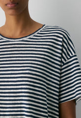Loom Linen Quay T-Shirt - ADMIRAL/ LIGHT BIRCH