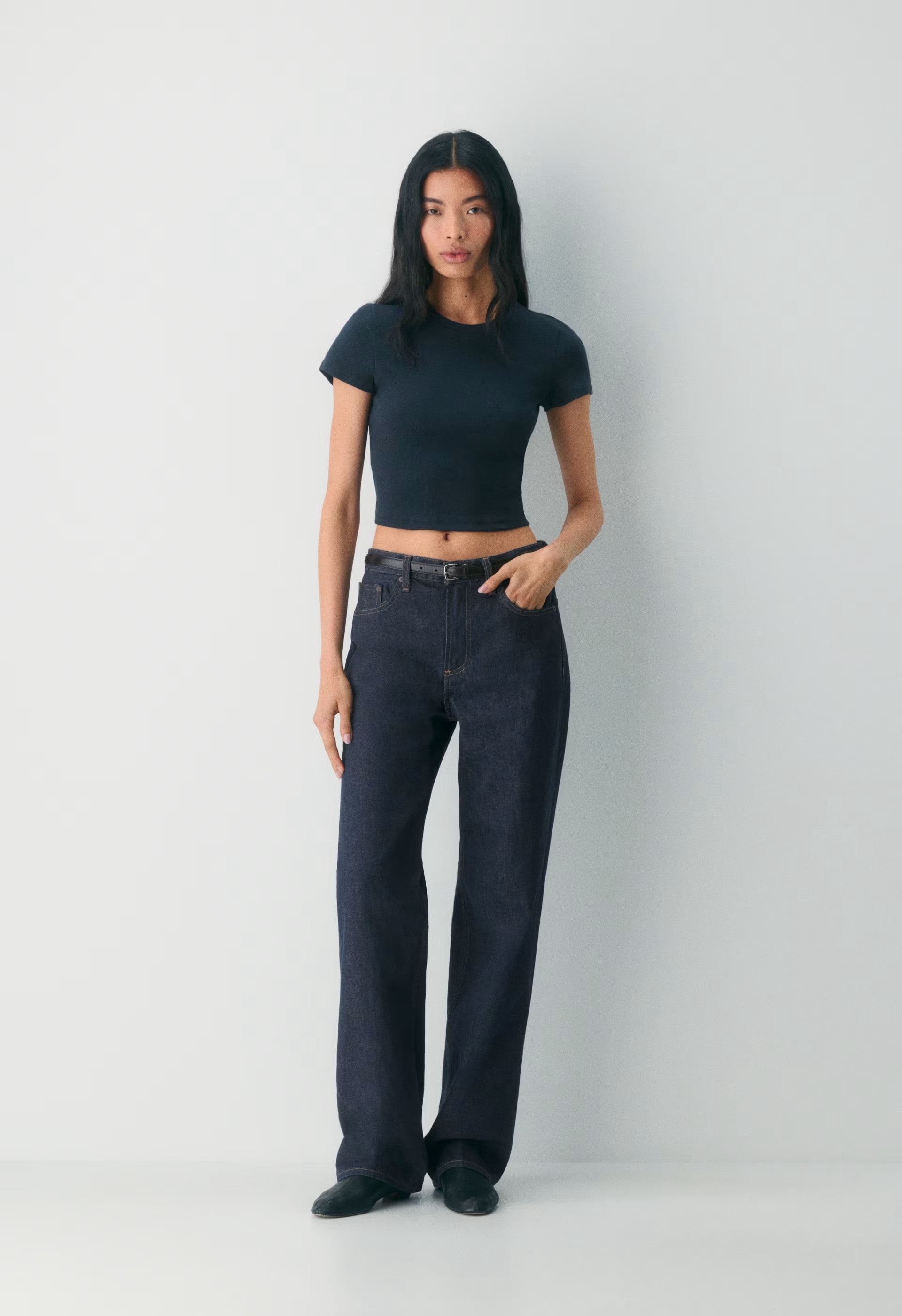 HomeStretch™ Rib Tune Waist T-Shirt - ADMIRAL