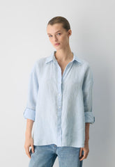 Archive Linen Shirt - WLN STP WHT/CRNFLR BL