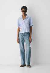 Reporter Shirt - WLSN STRP CRFL BL/WHT