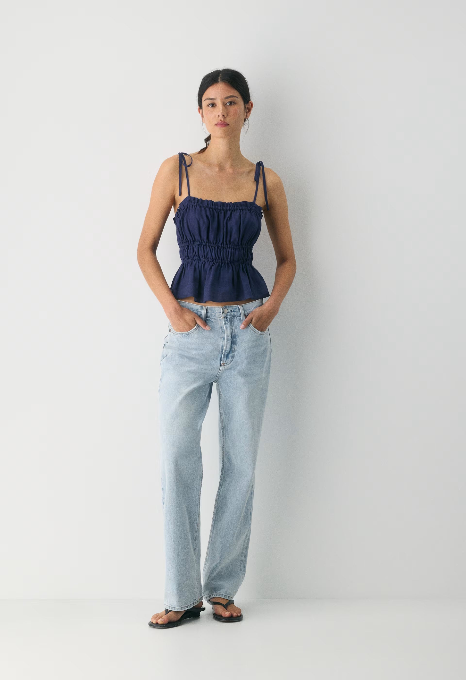 Regency Linen Camisole - HARBOUR NAVY