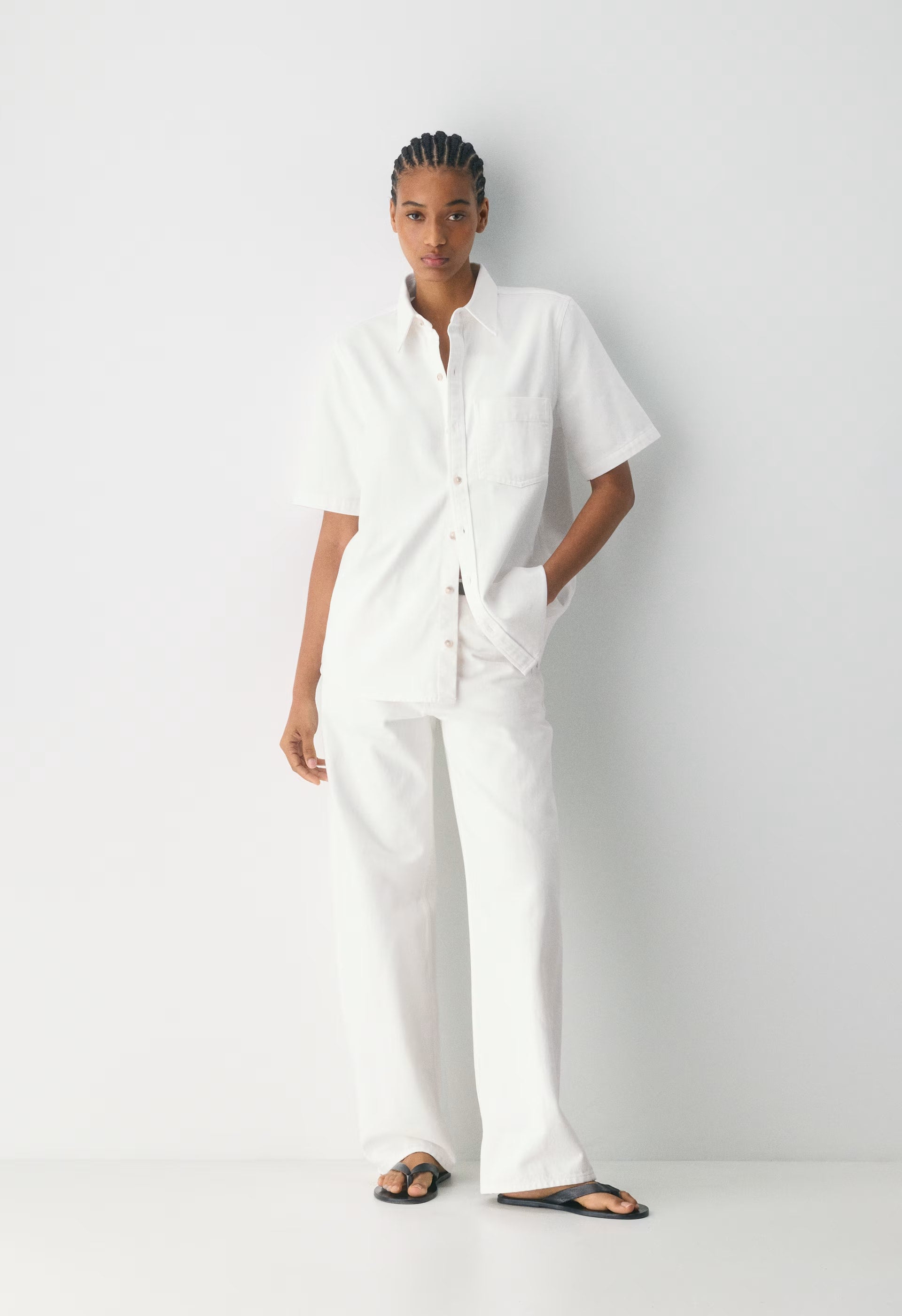 Denim Forum The '90s Vintage Shortsleeve Denim Shirt - A LITTLE WHITE LIE