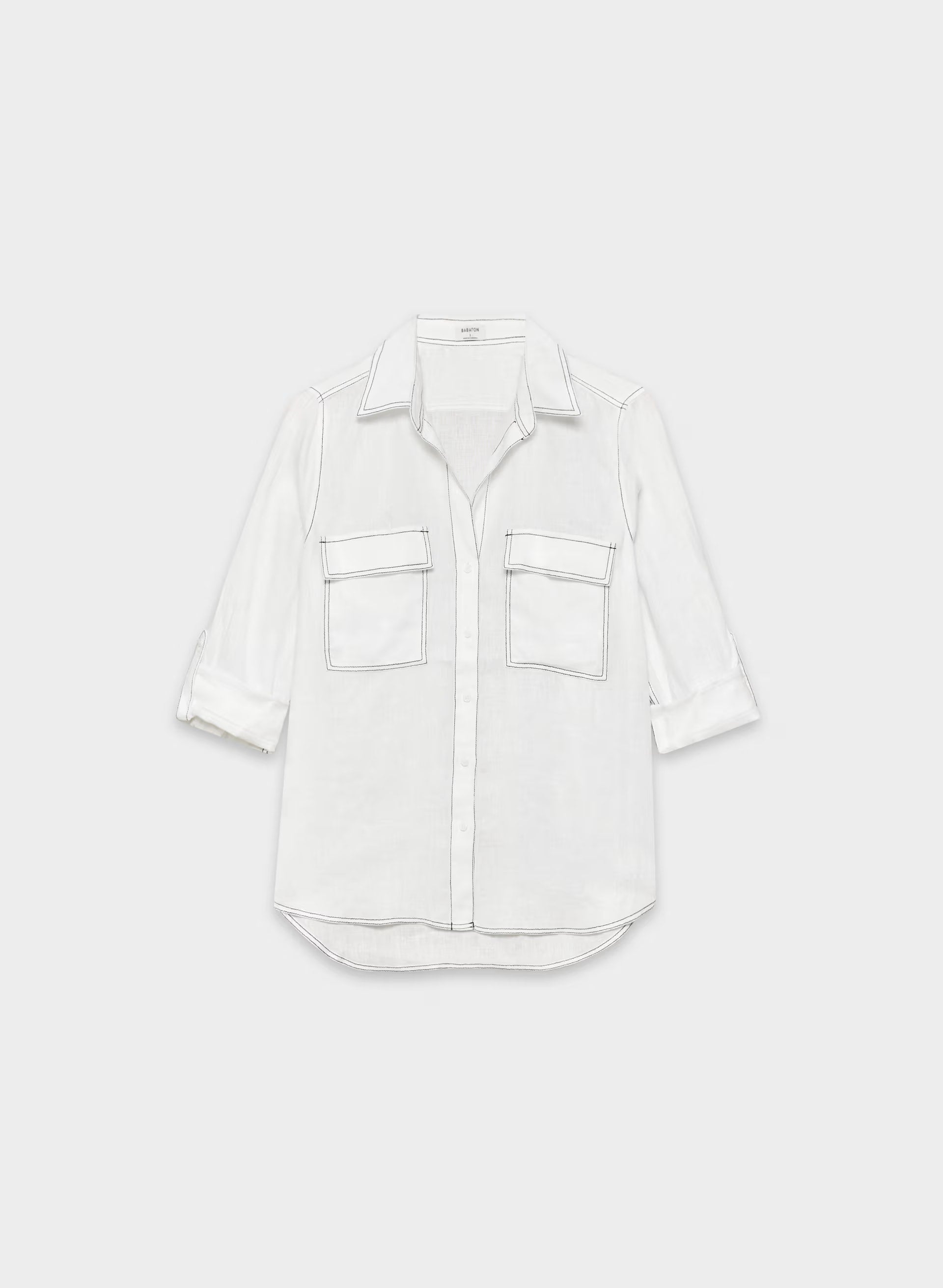 Utility Linen Shirt - WHITE/BLACK