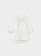 Utility Linen Shirt - WHITE/BLACK