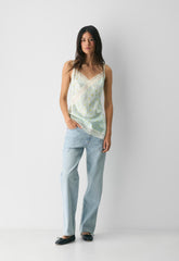 Hindley Silk Top - PALE AGV GR /PALE YLW