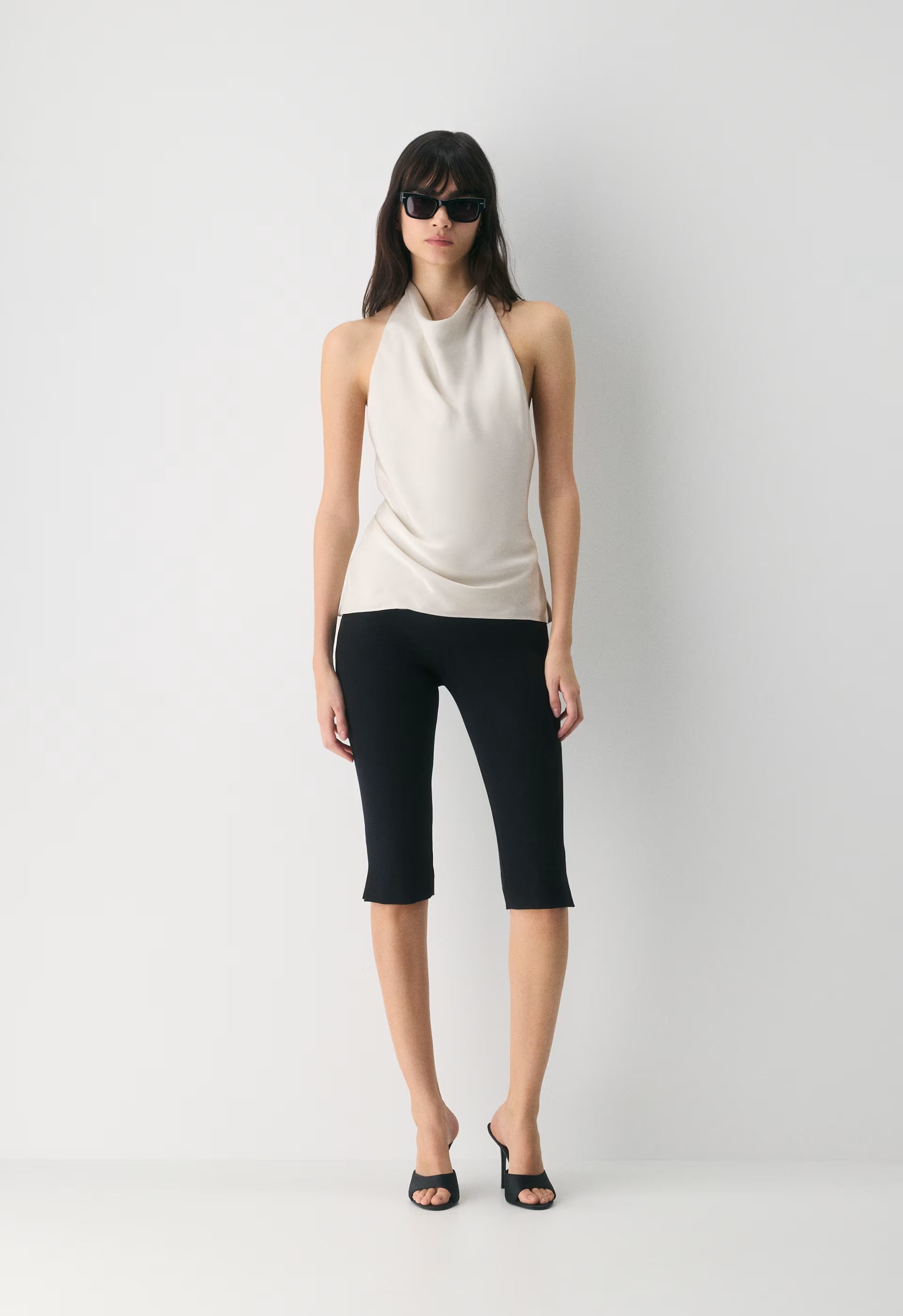 Audience Satin Halter Top - MATTE PEARL