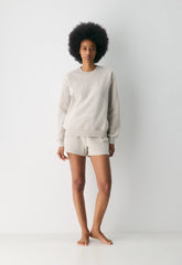 Cozy Sweatfleece Perfect Crew Sweatshirt - HEATHER ECRU