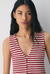 Cotton Charm™ Basque Sweater Vest - LIGHT BIRCH/JUICY ROSE