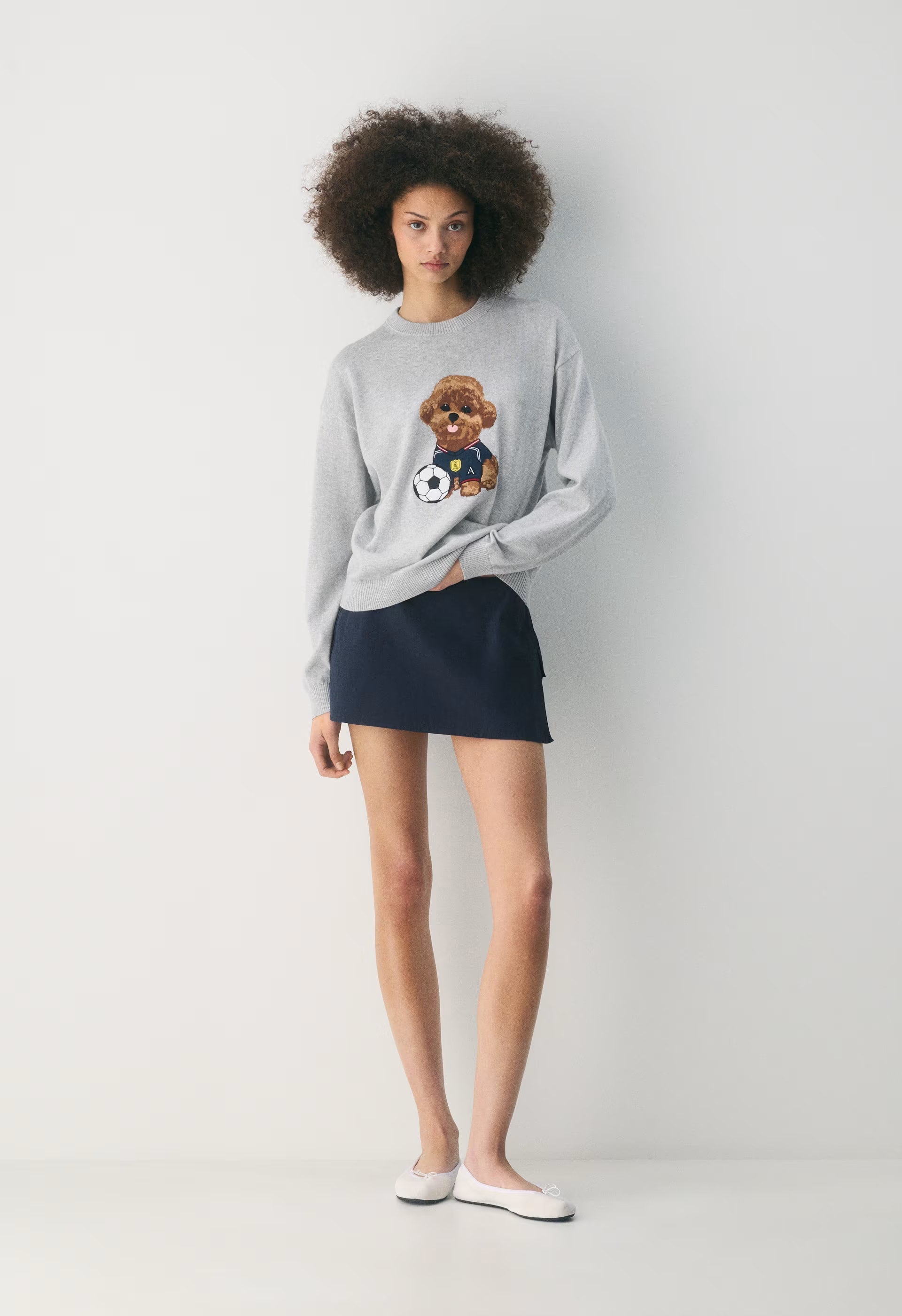 Cotton Charm™ Prep Icon Sweater - HTHR CHROME /BROWN