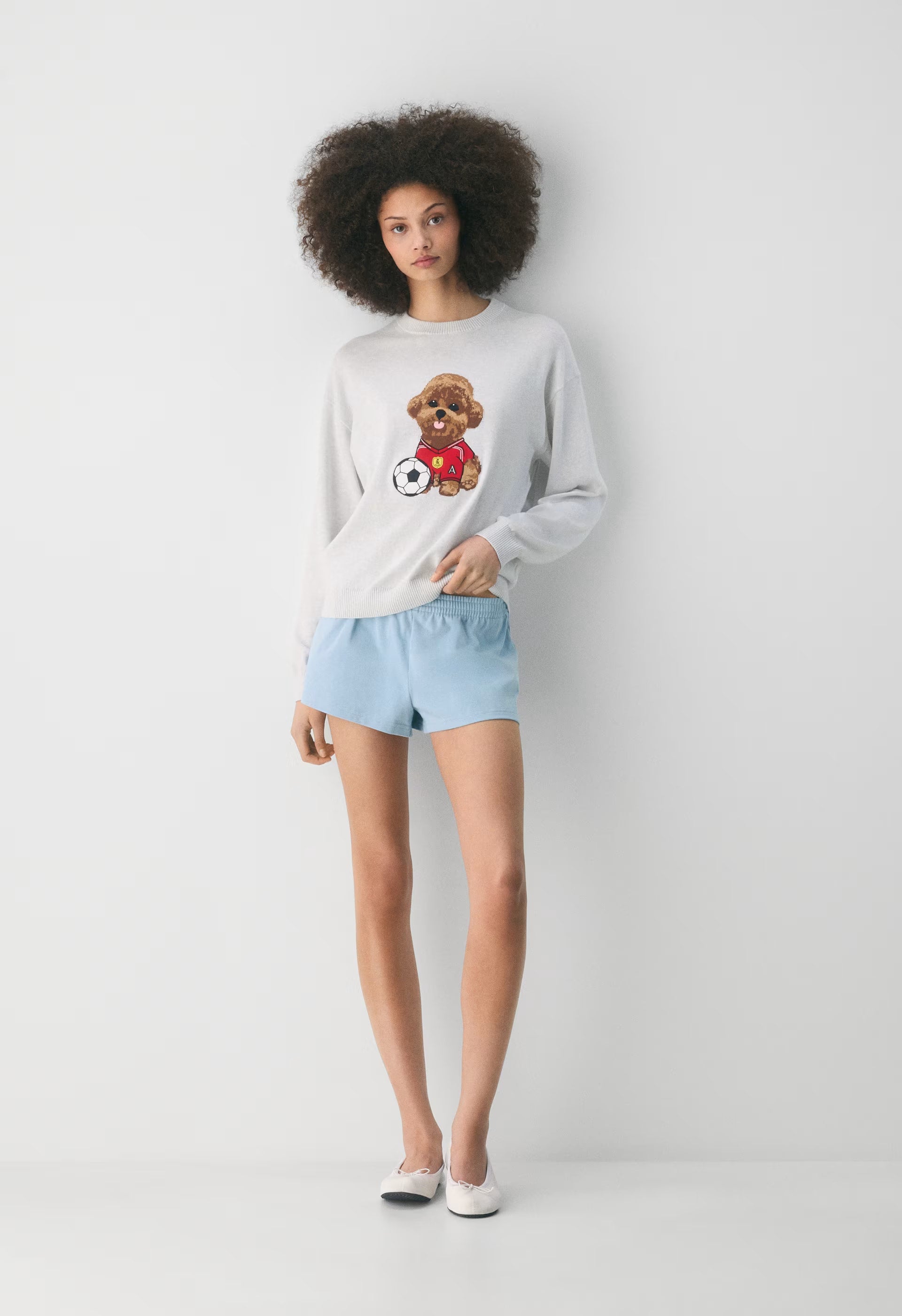 Cotton Charm™ Prep Icon Sweater - HTHR CLD WT/FLSHNG RD