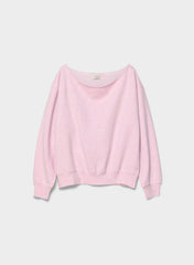 Cozy Sweatfleece BF Off-Shoulder Sweatshirt - H CUPCAKE PINK