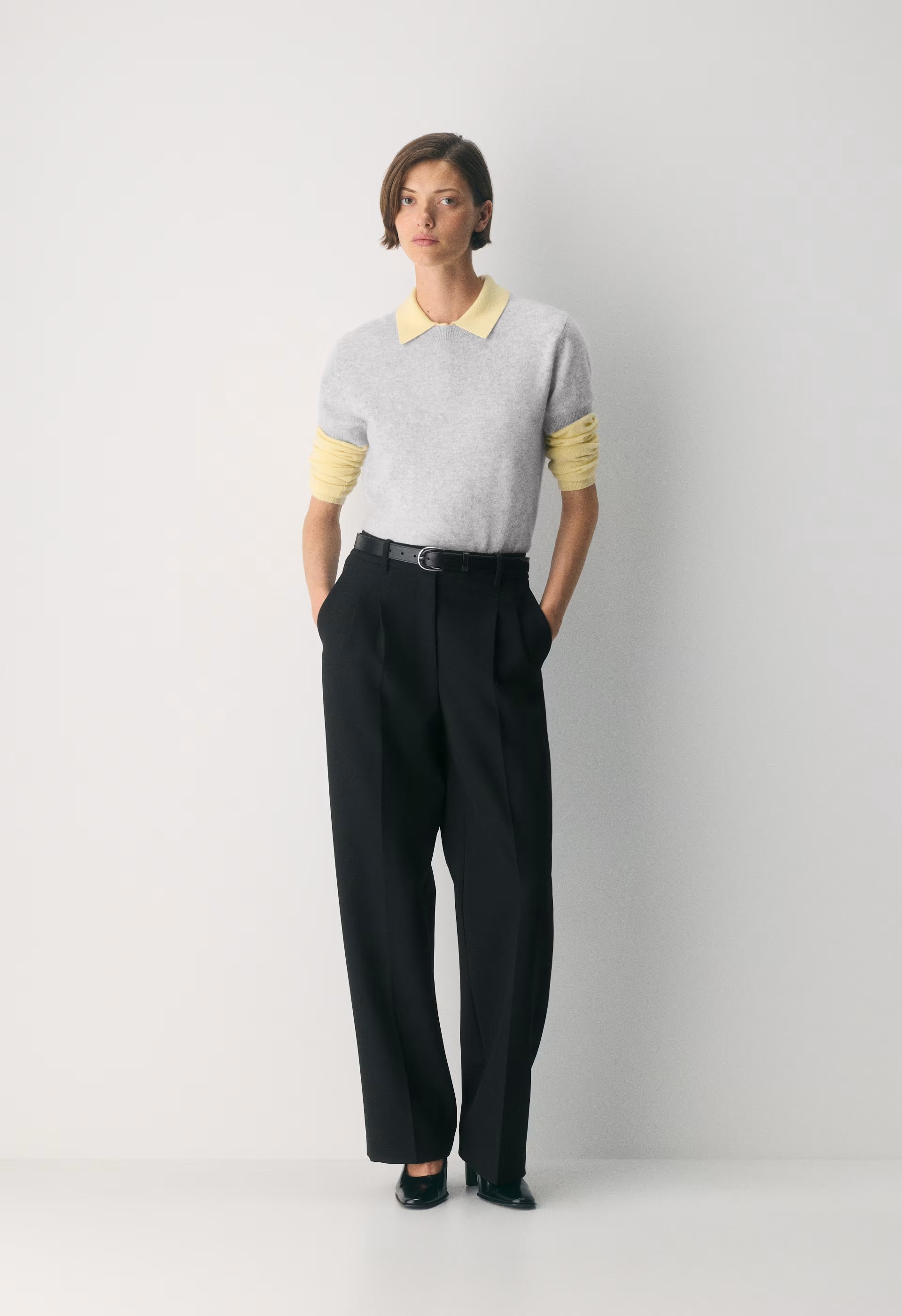 Bare Cashmere Bloor Shortsleeve Sweater - HEATHER CHROME