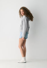 Terry Sweatfleece Boyfriend Boxy Zip Hoodie - HEATHER CHROME