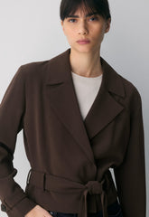 Postage Trench Coat - Sway Crepe - RICH MOCHA BROWN