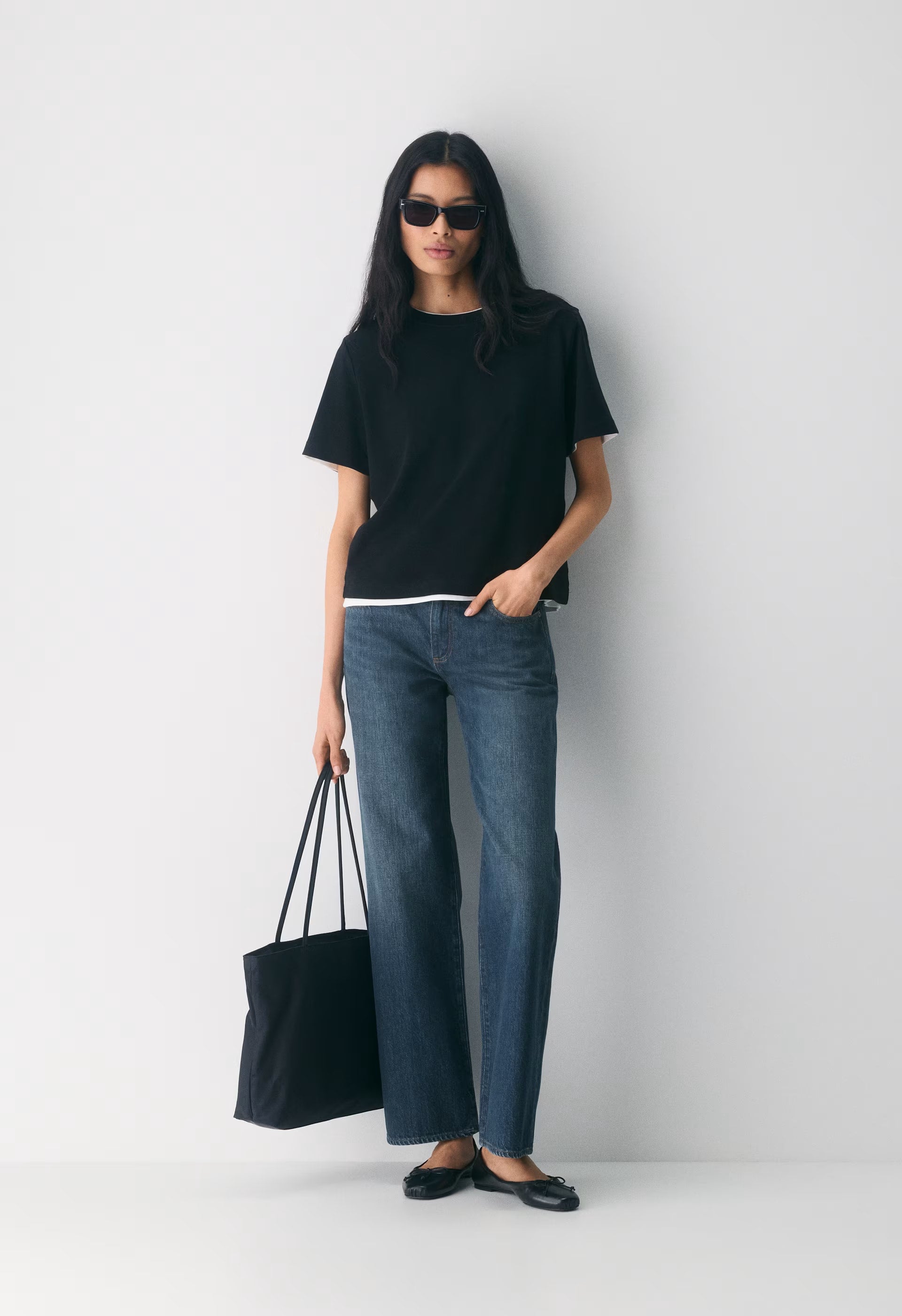 Denim Forum The Farrah Lo-Rise Wide Jean - BE ABOUT DARK BLEU