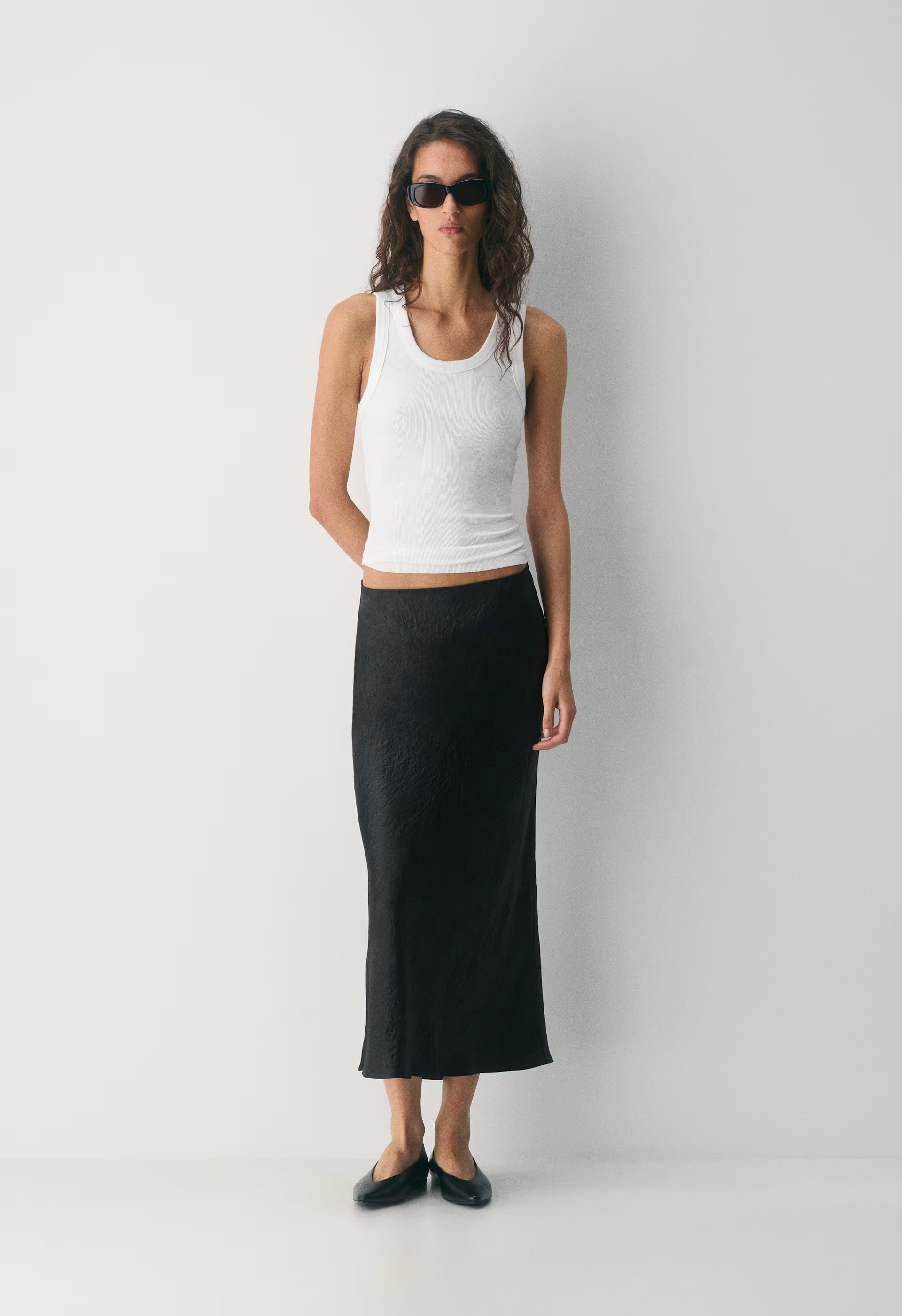 Slip Satin Maxi Skirt - BLACK