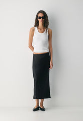 Slip Satin Maxi Skirt - BLACK