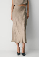 Slip Satin Maxi Skirt - NOMAD TAUPE