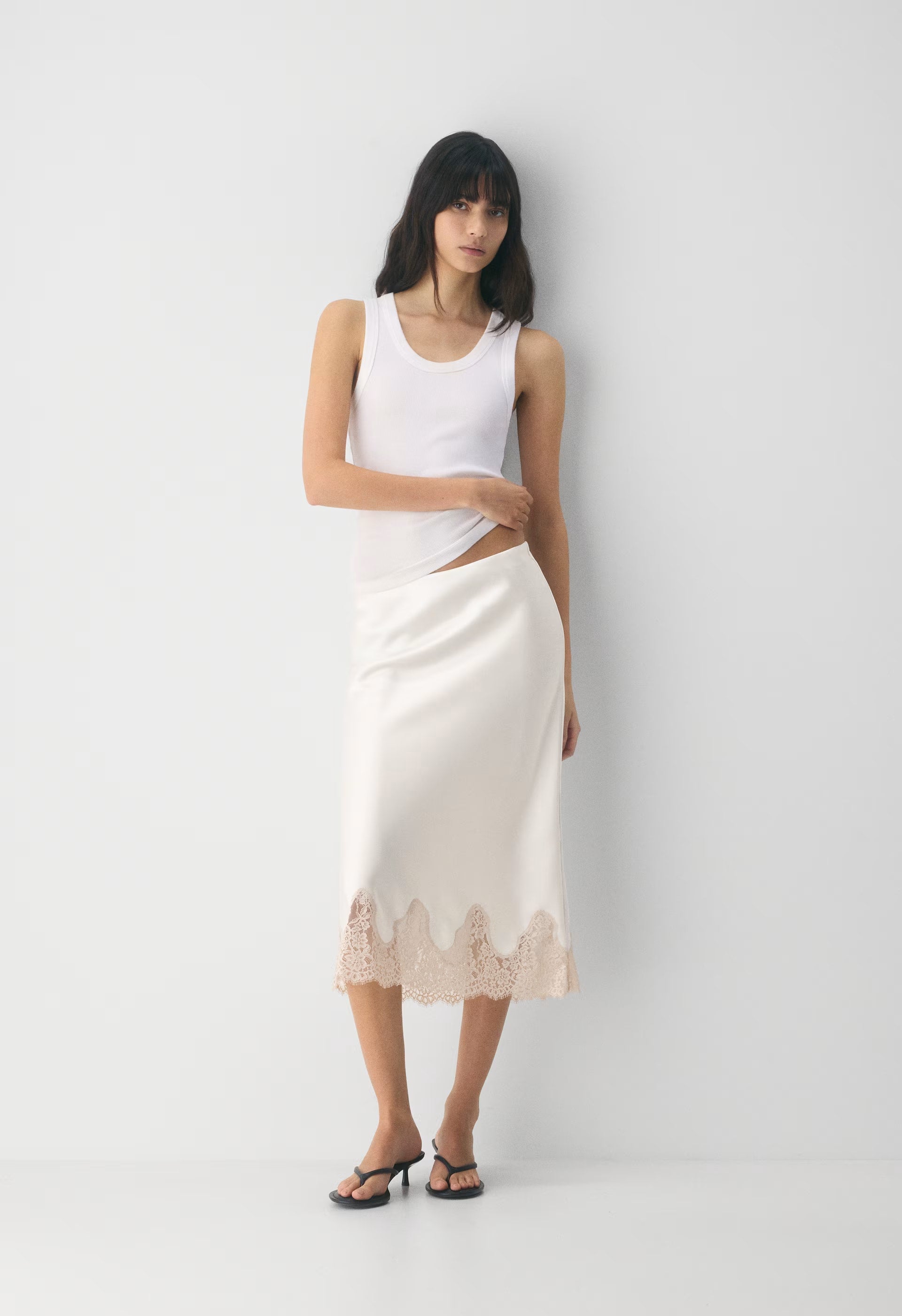 Henrietta Satin Skirt - LT BR/SPKLG CHMPGN