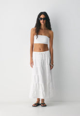 Bouquet Linen Skirt - WHITE
