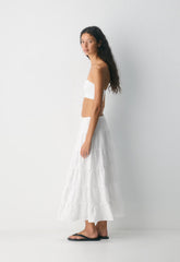Bouquet Linen Skirt - WHITE