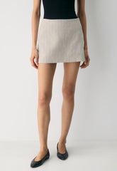 Roundup Linen Skort - CBT STRP UNDYD ECR/WT