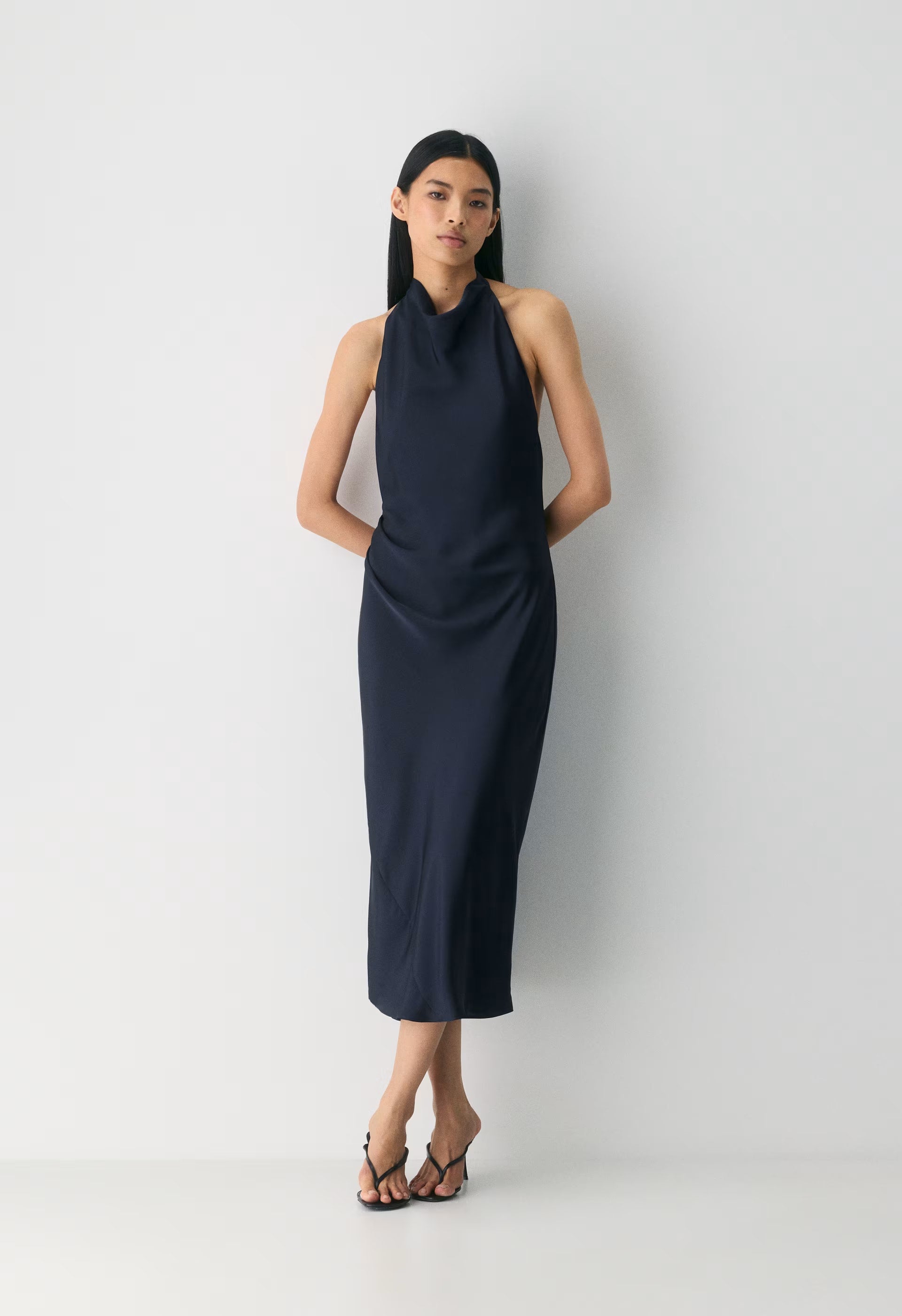 Audience Satin Maxi Halter Dress - ADMIRAL