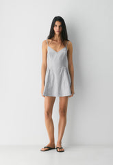 Technique Poplin Mini Cami Dress - INGRD STRP ADMRL/WHT