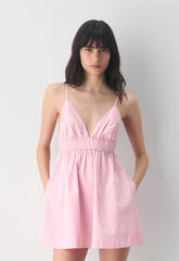Encourage Poplin Mini Cami Dress - MTCHL STRP JB PK/B WH