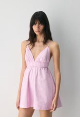 Encourage Poplin Mini Cami Dress - MTCHLL STRP ST P PL/WT