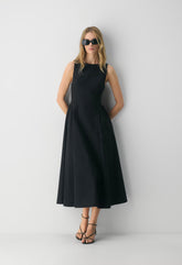 Tina Poplin Dress - BLACK