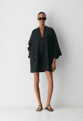 Amphora Linen Dress - BLACK