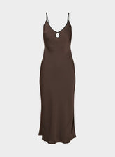 Duskfall Satin Dress - RICH MOCHA BROWN/BLACK