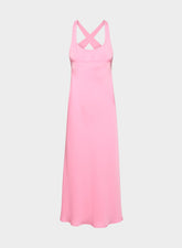 Candela Satin Dress - JELLYBEAN PINK