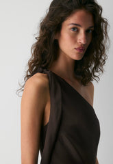 Champagne Satin Dress - RICH MOCHA BROWN