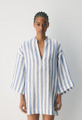 Amphora Linen Dress - WNFRD STRP WHT/FRCHBL