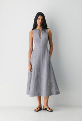 Countess Linen Dress - SRPN CK LT BRH/HBR NVY