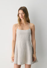 Abundance Linen Halter Dress - UNDYED ECRU